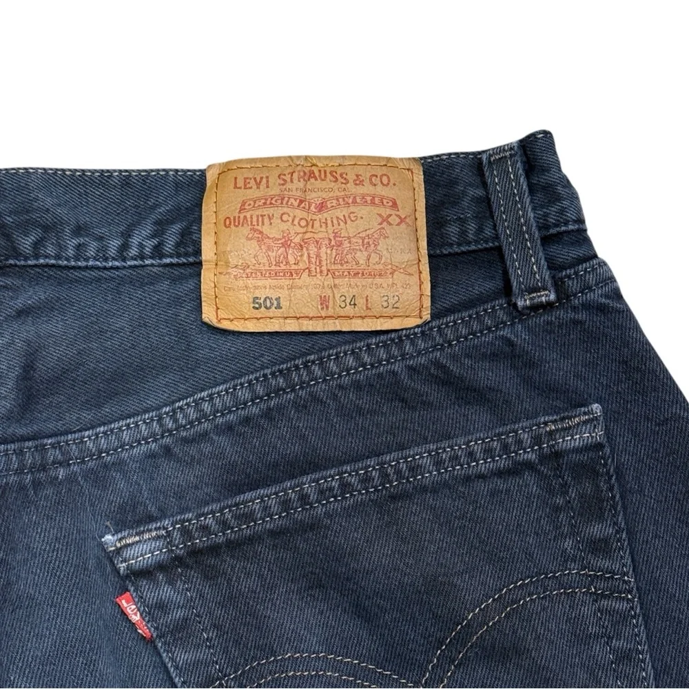 Vintage Levi's 501-1645 Navy Blue Black Overdye Jeans Men's Sz 34X32 Made In USA
